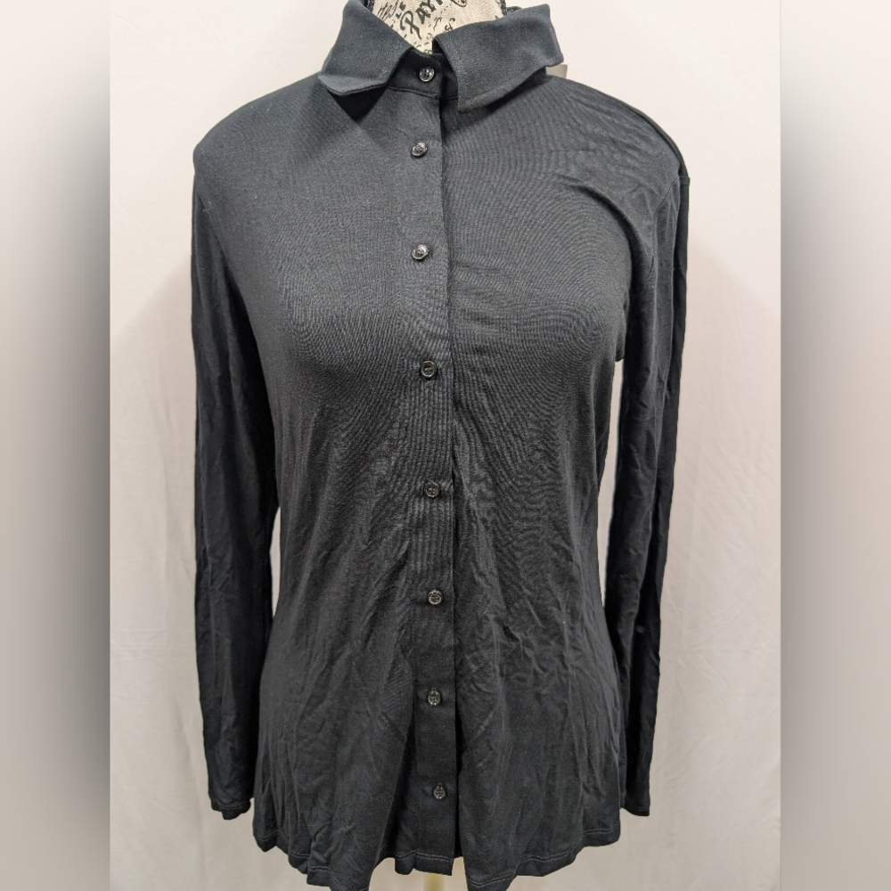 Black Button-Up Women's Top